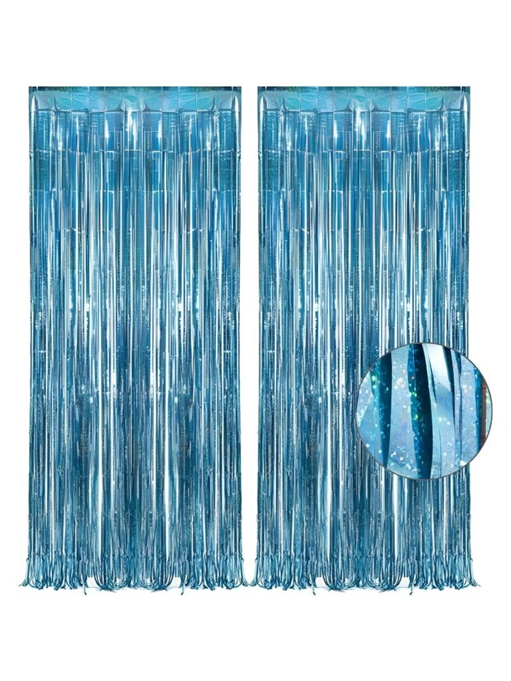 Blue Tinsel Curtain Party Backdrop - GREATRIL Foil Curtain Party Decor